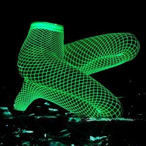 Glow inthe Dark Fishnet Tights UV reactive pantyhose rave mesh outfit blacklight